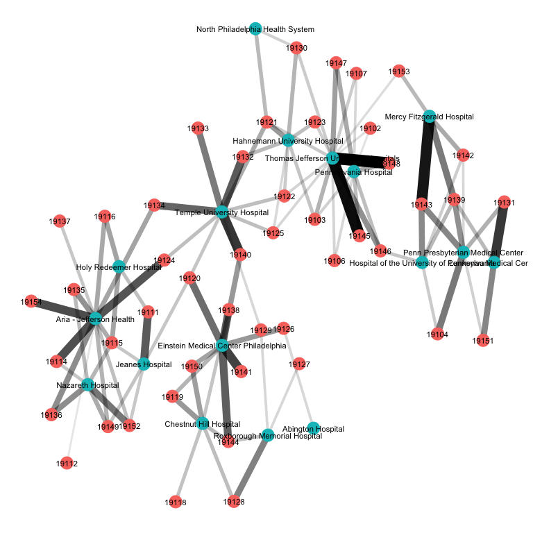 Visualization of ZIP-Hospital Patient Flows as a Bipartite Network
Object