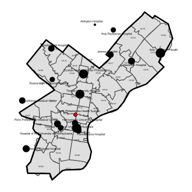 Hospitals and ZIP Codes in Philadelphia County, PA, 2015